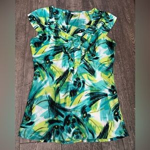 Worthington Green and Blue Sleeveless Blouse Elegant Design